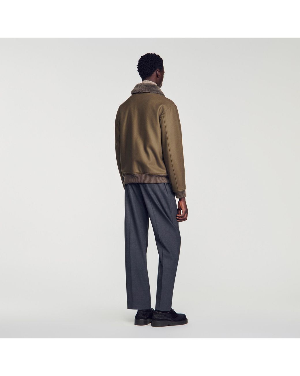 Sandro Multicolor Wool Jacket With Removable Collar for men