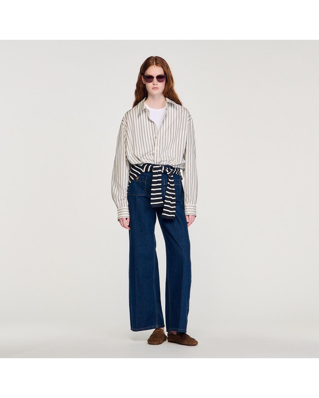 Sandro White Striped Cotton Shirt for men