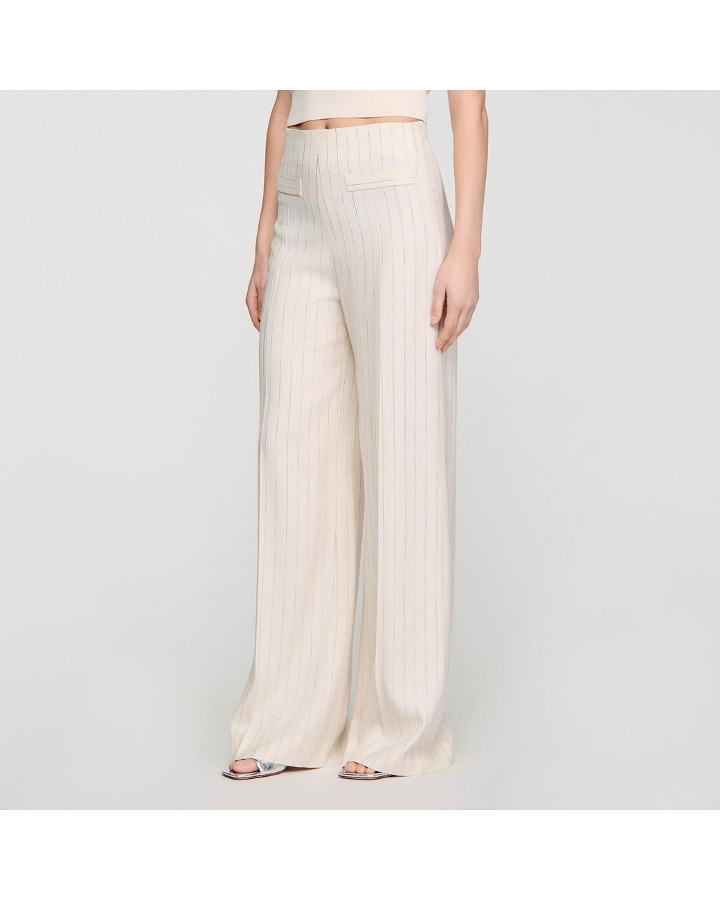 Sandro Natural Striped Trousers