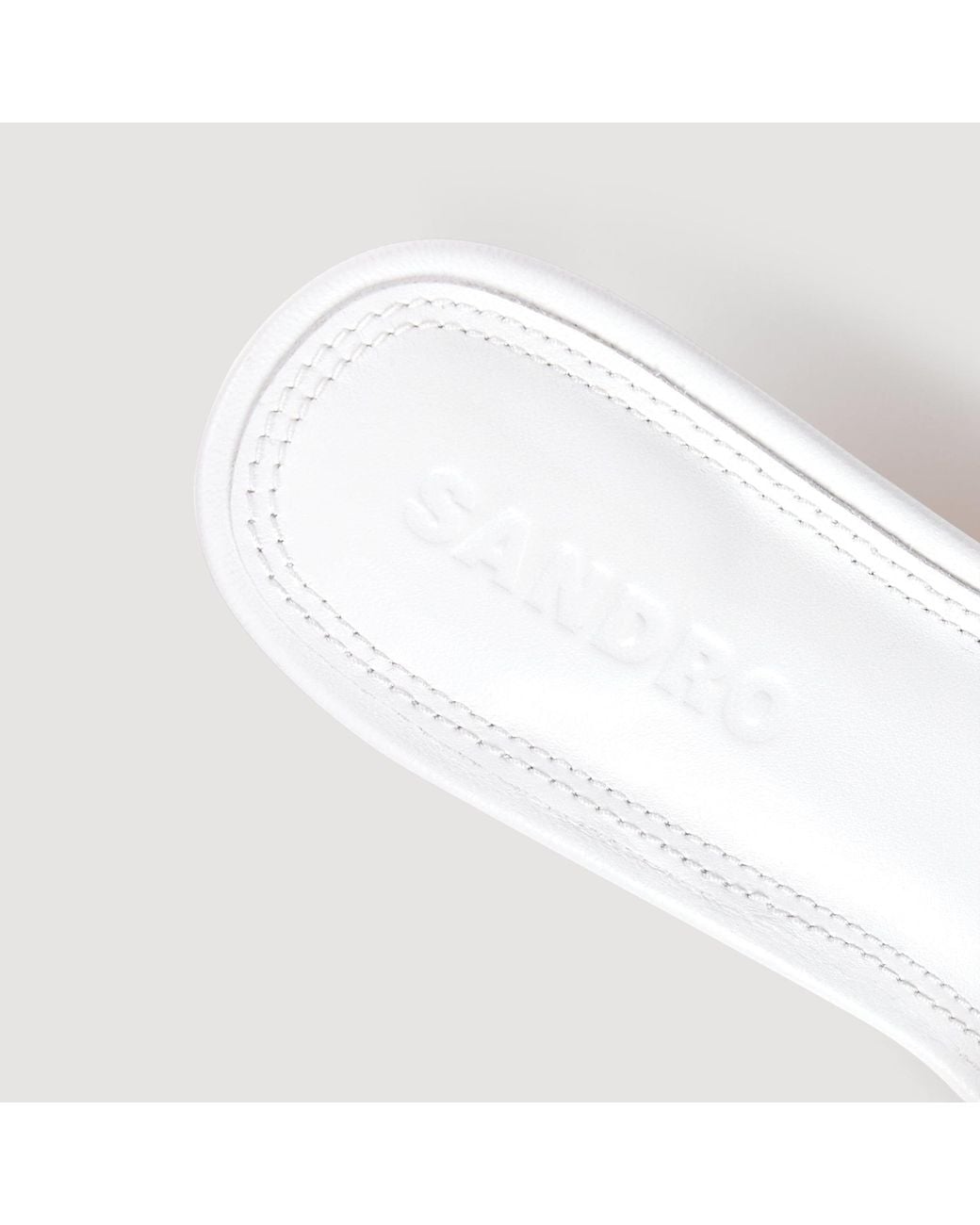 Sandro White Smooth Leather Heeled Mules