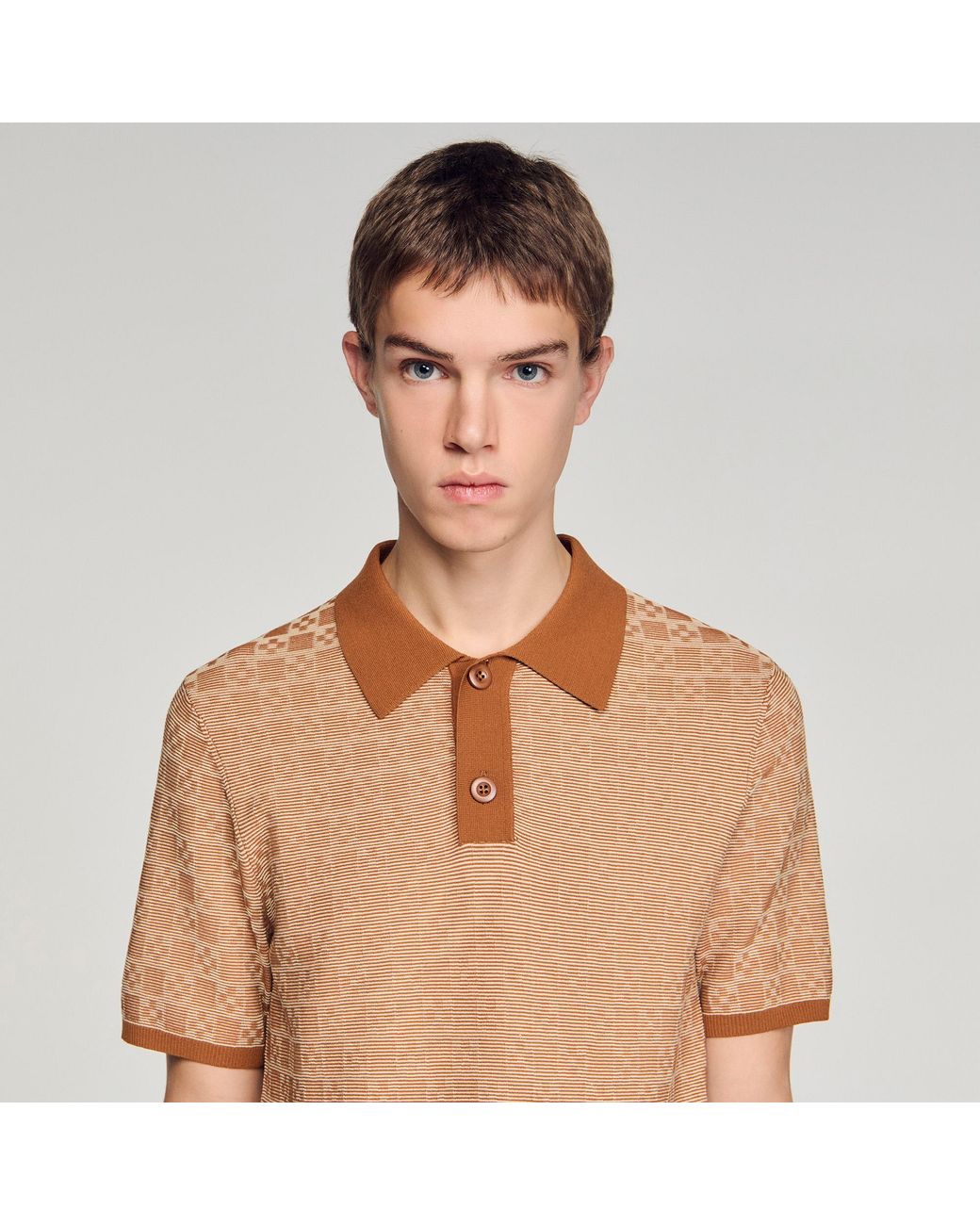 Sandro Blue Square Cross Polo Shirt for men