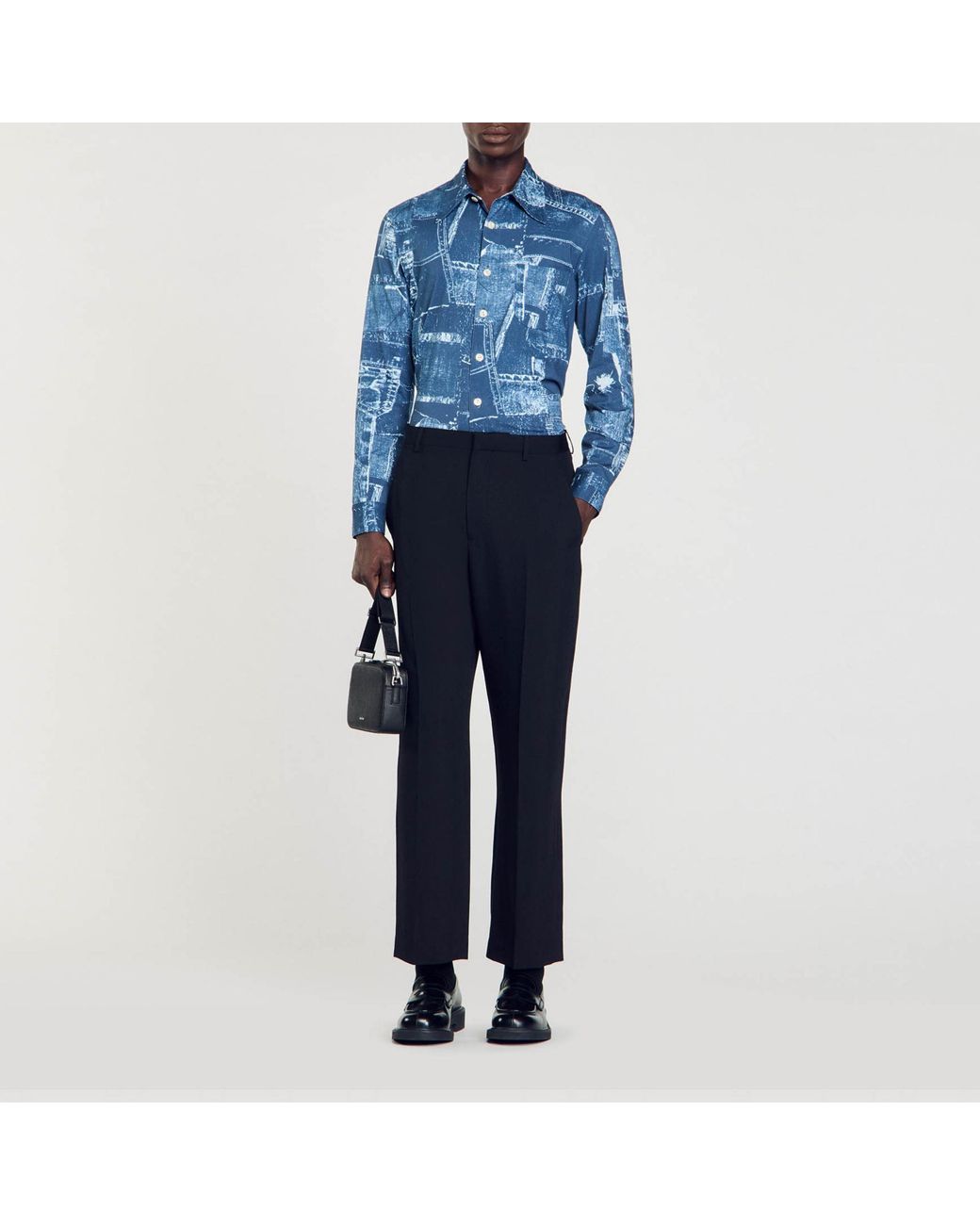Chemise en coton à imprimé patchwork Sandro pour homme en coloris Blue