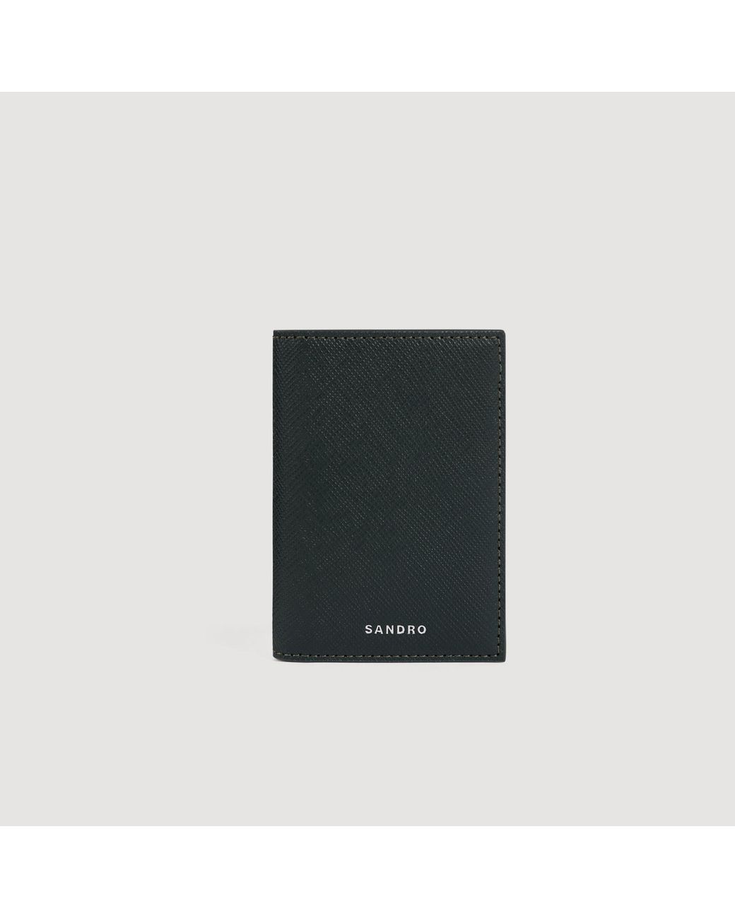 Sandro Black Saffiano Leather Card Holder for men