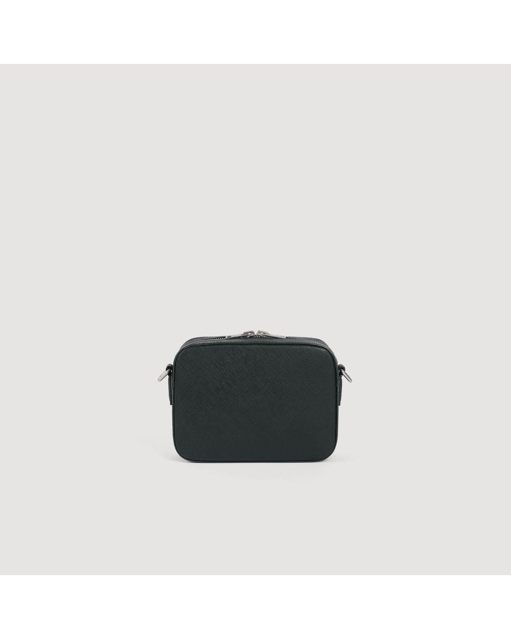 Sandro Black Small Reconstituted Leather Logo Bag for men