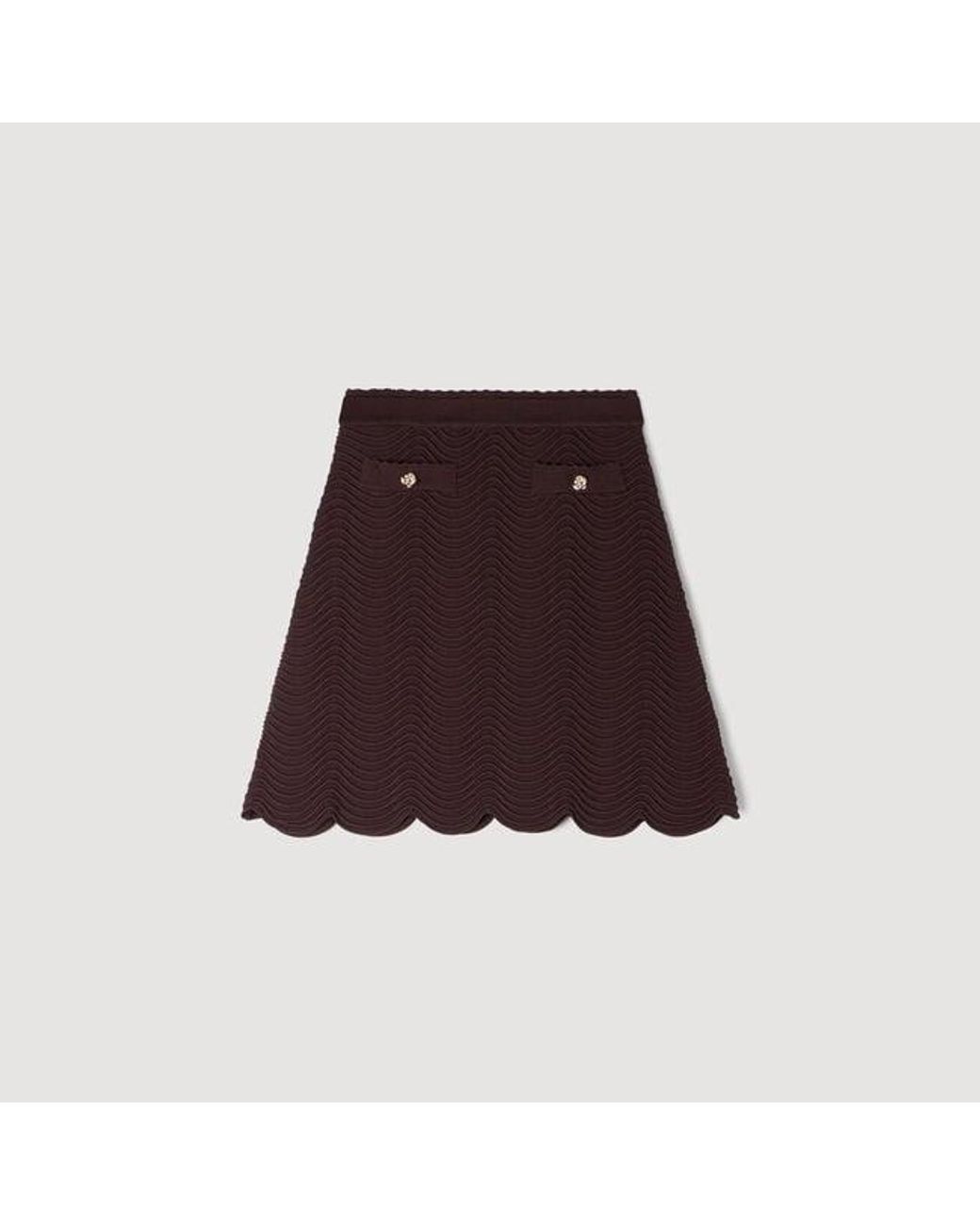 Sandro Brown Short Fancy Knit Skirt