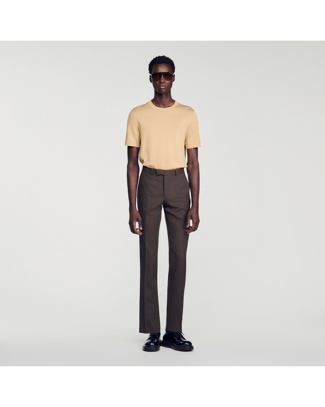 Sandro Black Wool Suit Trousers for men