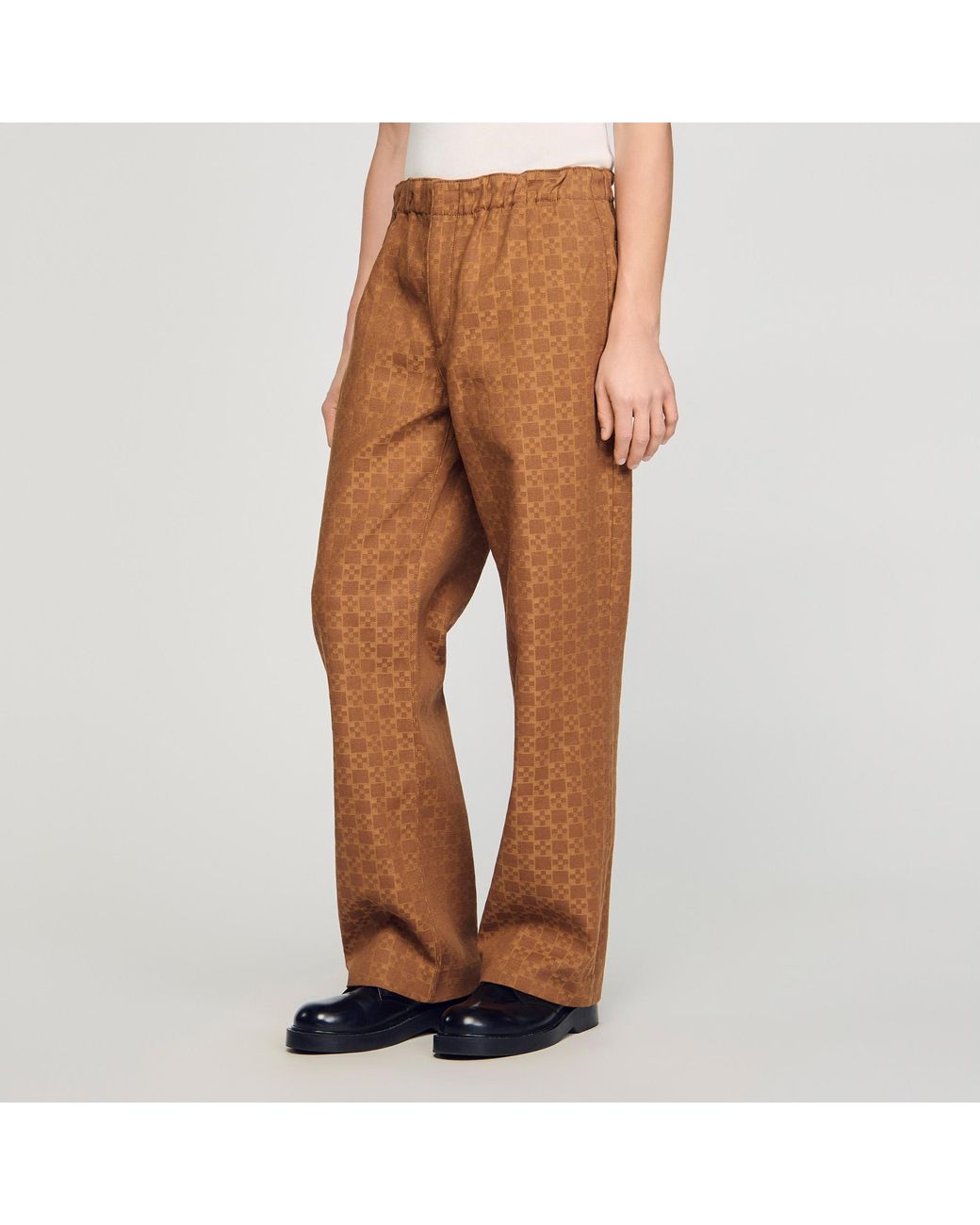 Sandro Natural Wide-Leg Jacquard Squarecross Jeans for men