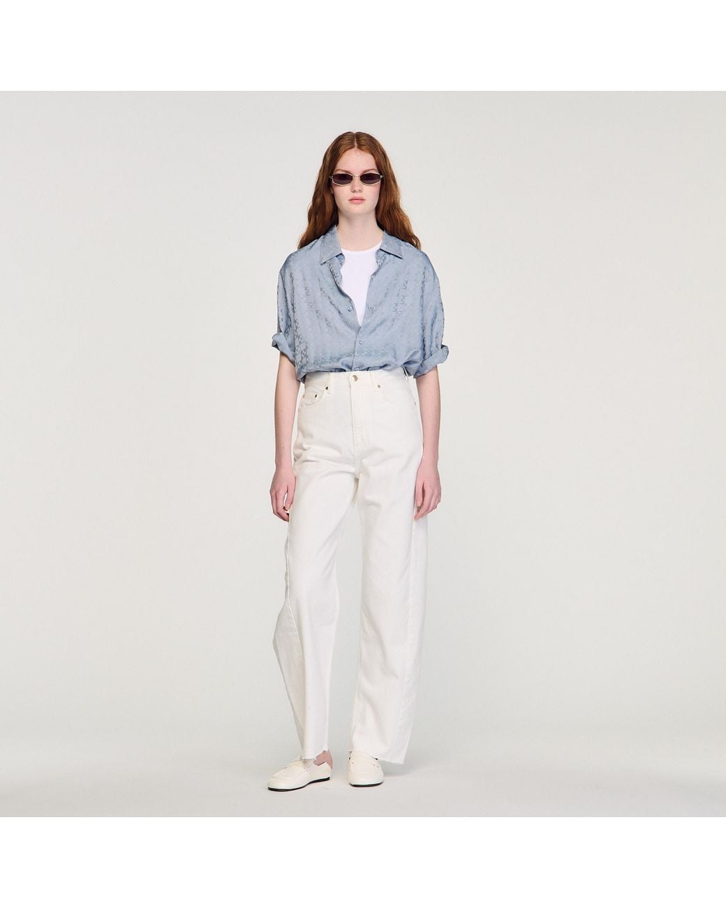 Sandro Blue Square Cross Loose-Fit Shirt for men