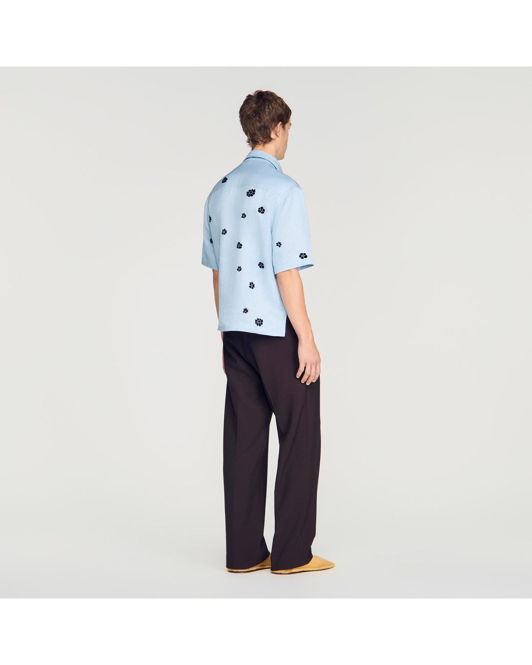 Sandro Blue Loose-Fit Floral Shirt for men