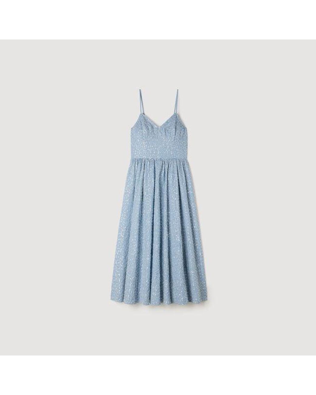 Sandro Blue Sequined Maxi Dress