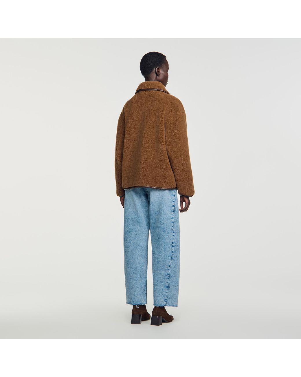 Sandro Blue Short Faux Fur Coat