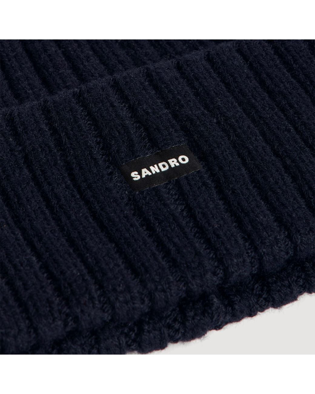 Sandro Blue Ribbed Beanie for men