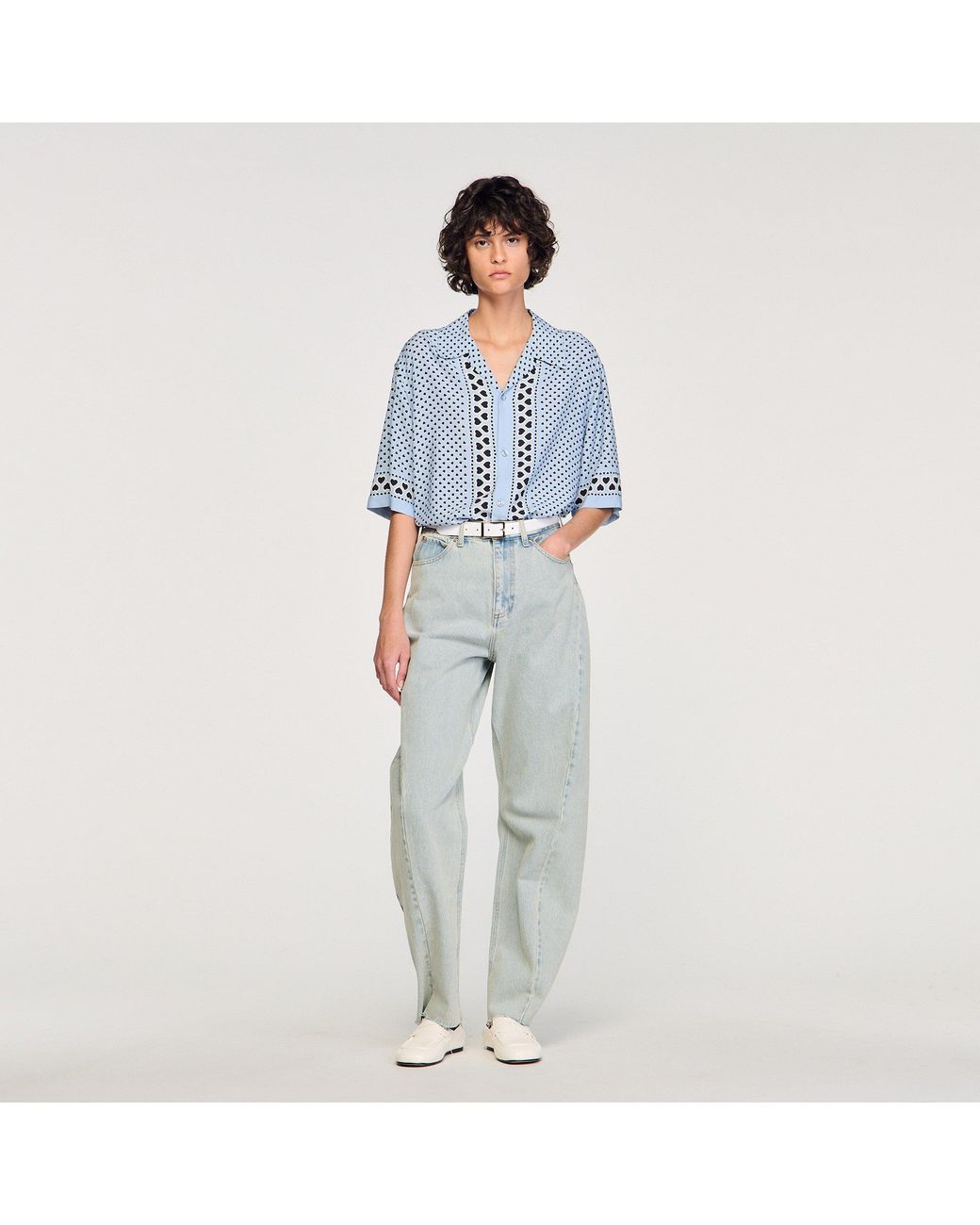 Sandro Blue Heart Motif Flowing Shirt for men