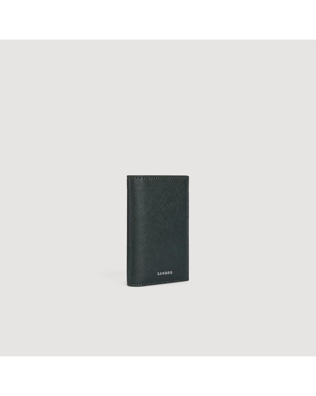 Sandro Black Saffiano Leather Card Holder for men