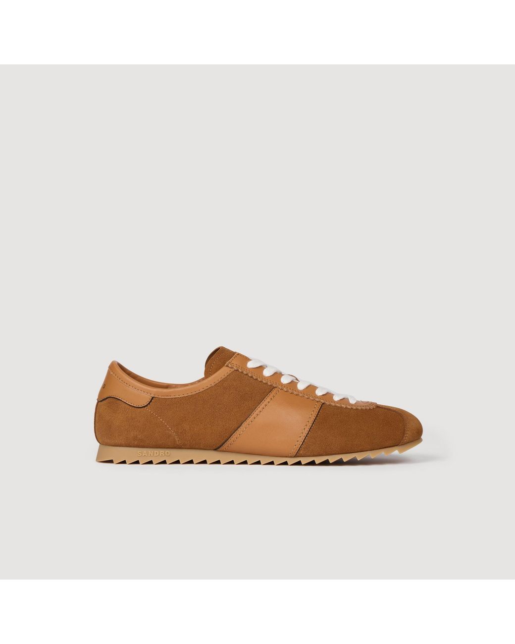 Sandro Brown Leather And Suede Low-Top Sneakers for men