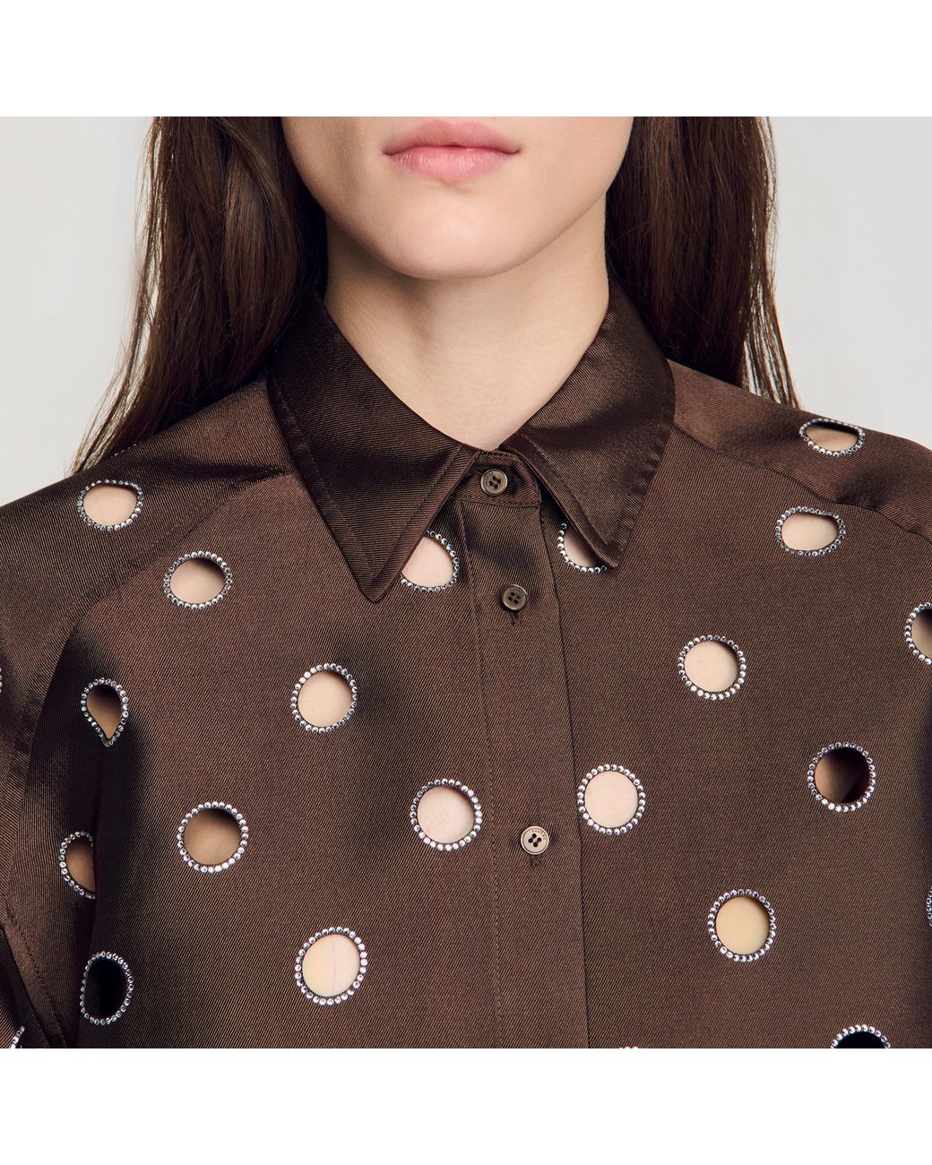 Sandro Red Rhinestone Shirt