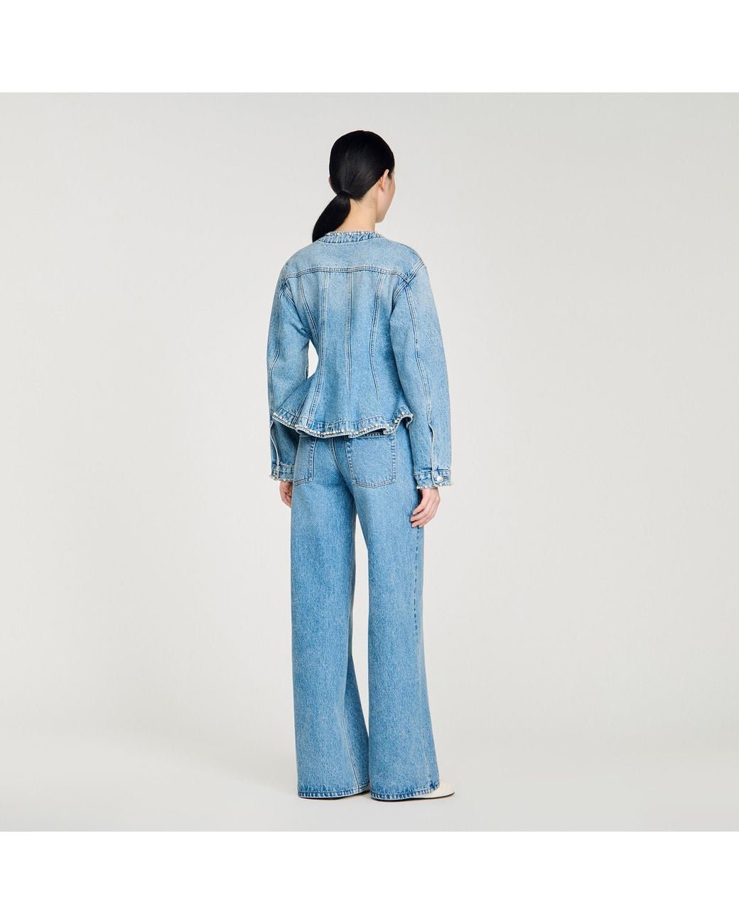 Sandro Blue Beaded Denim Jacket