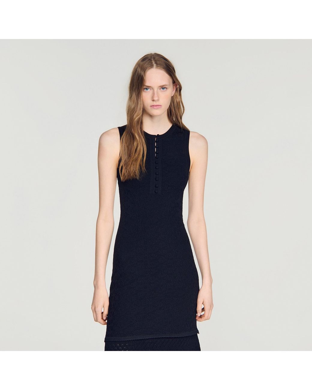 Sandro Blue Fancy Pointelle Dress