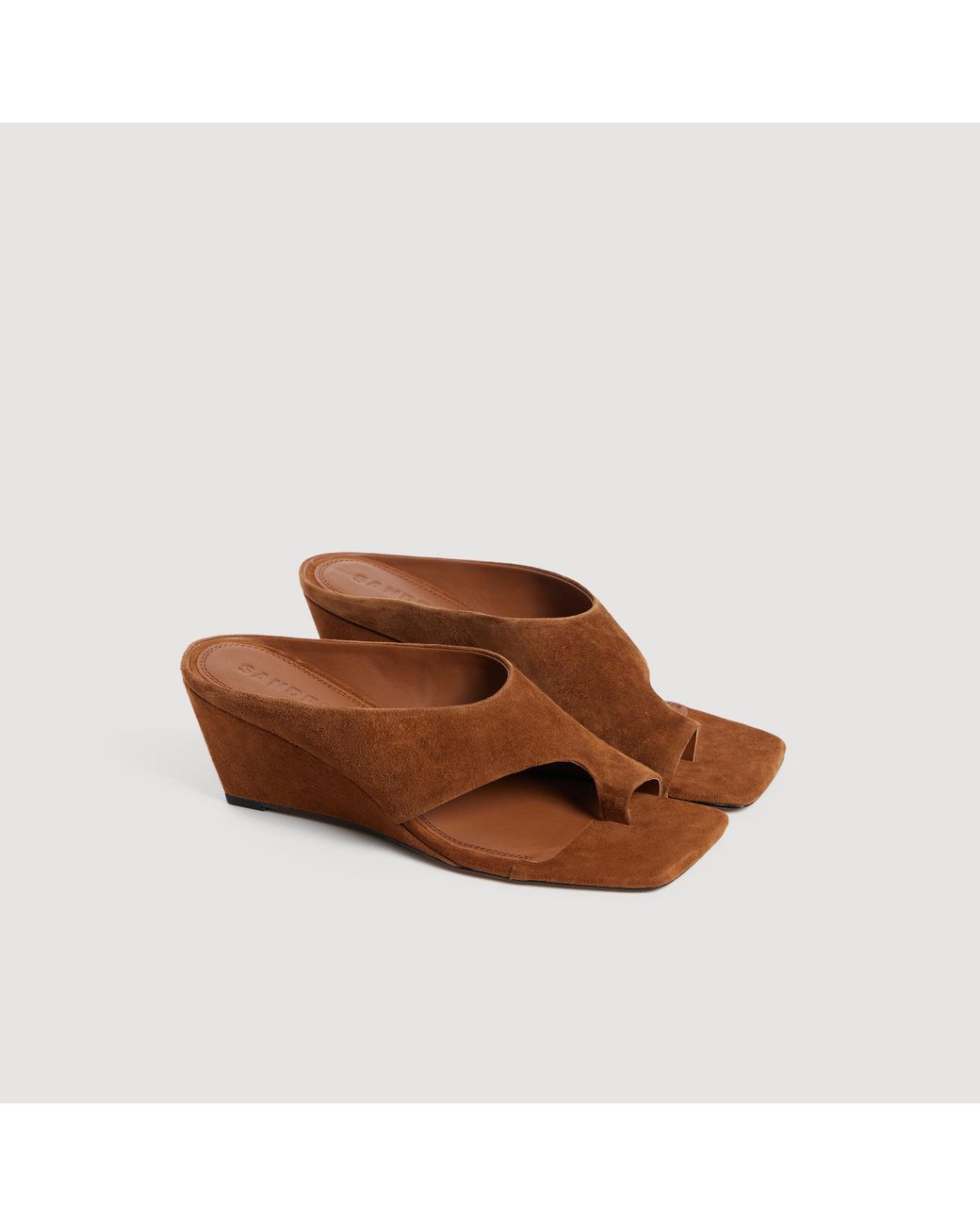 Sandro Brown Suede Wedge Sandals
