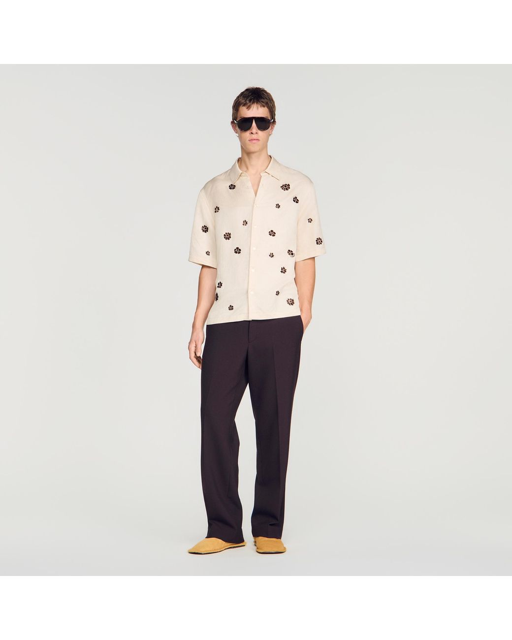 Sandro Blue Loose-Fit Floral Shirt for men