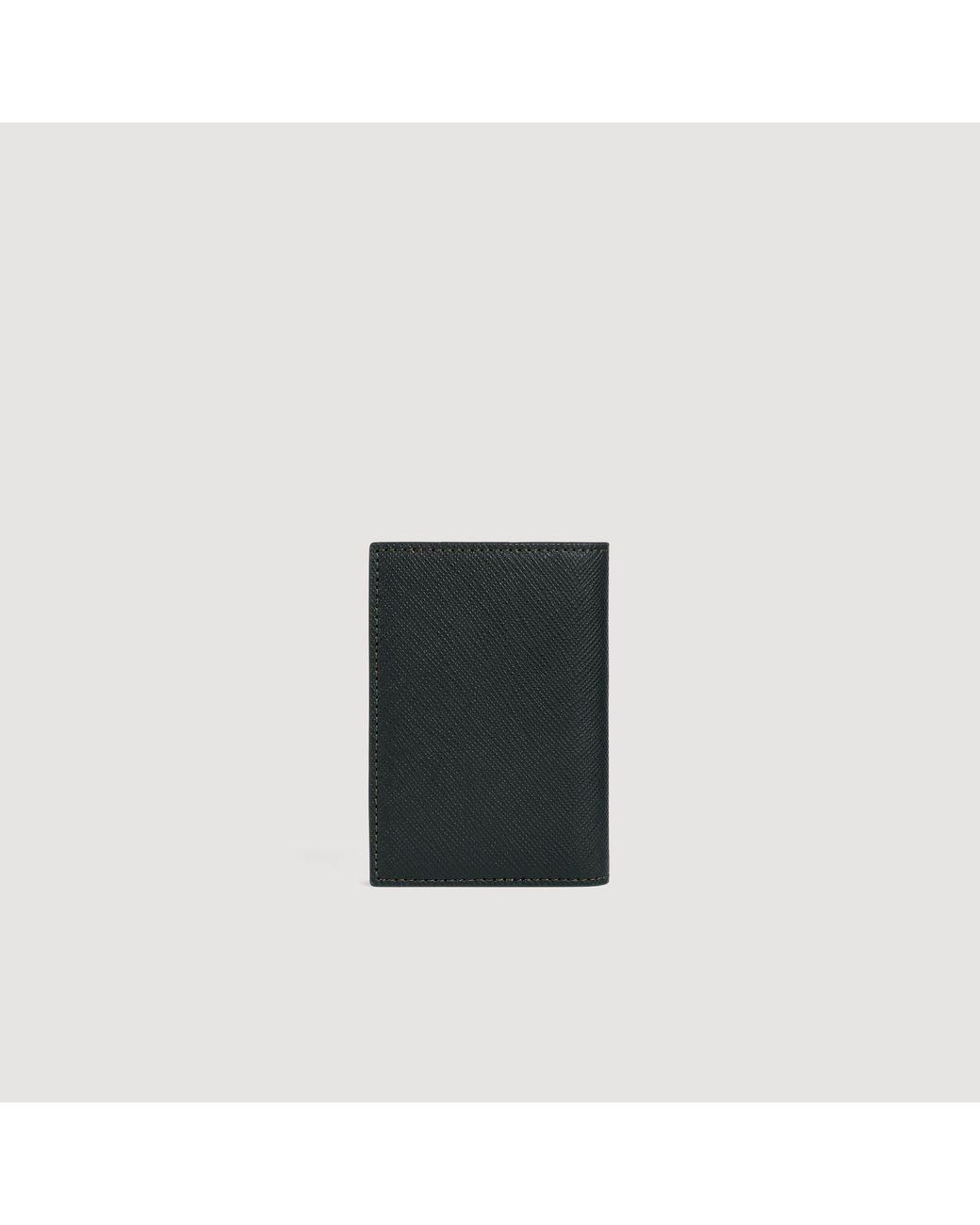 Sandro Black Saffiano Leather Card Holder for men