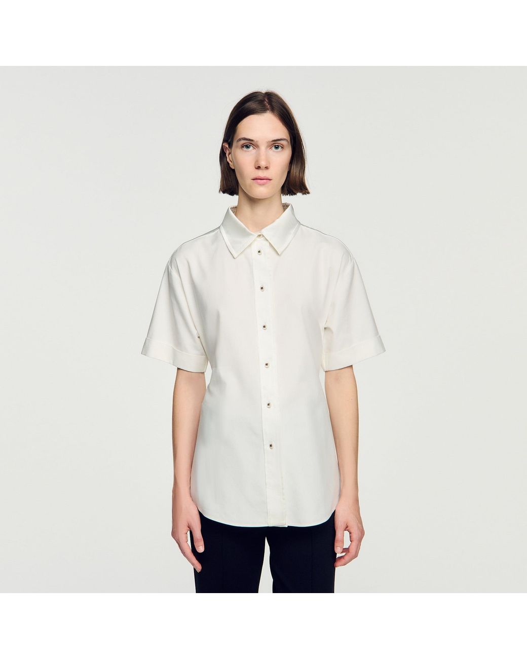 Sandro White Pleated Back Shirt