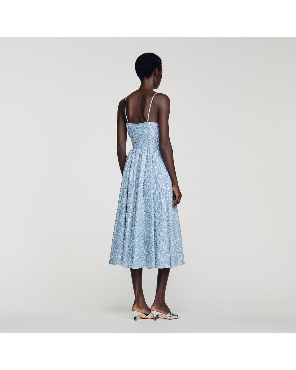 Sandro Blue Sequined Maxi Dress