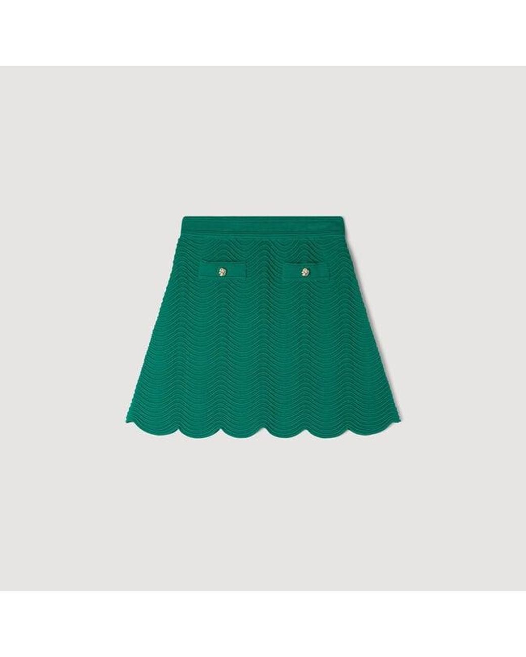 Sandro Green Short Fancy Knit Skirt