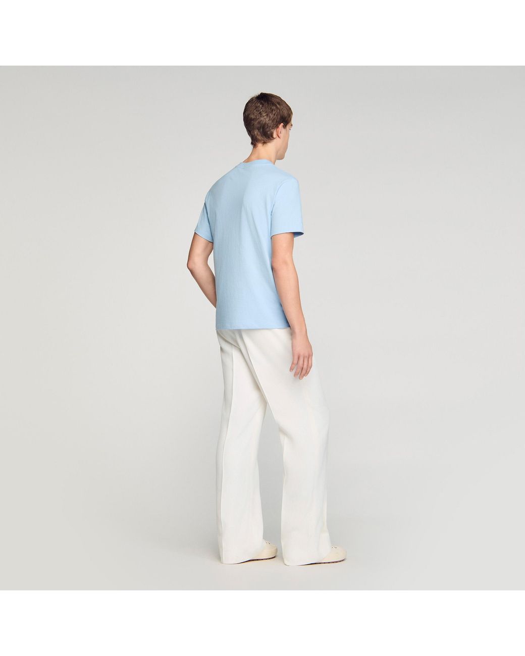 Sandro White T-Shirt With Double S Patch for men