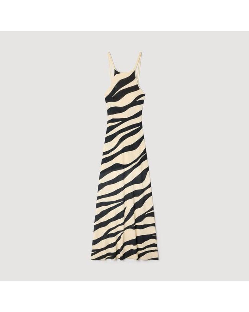 Sandro Metallic Zebra Print Knit Maxi Dress