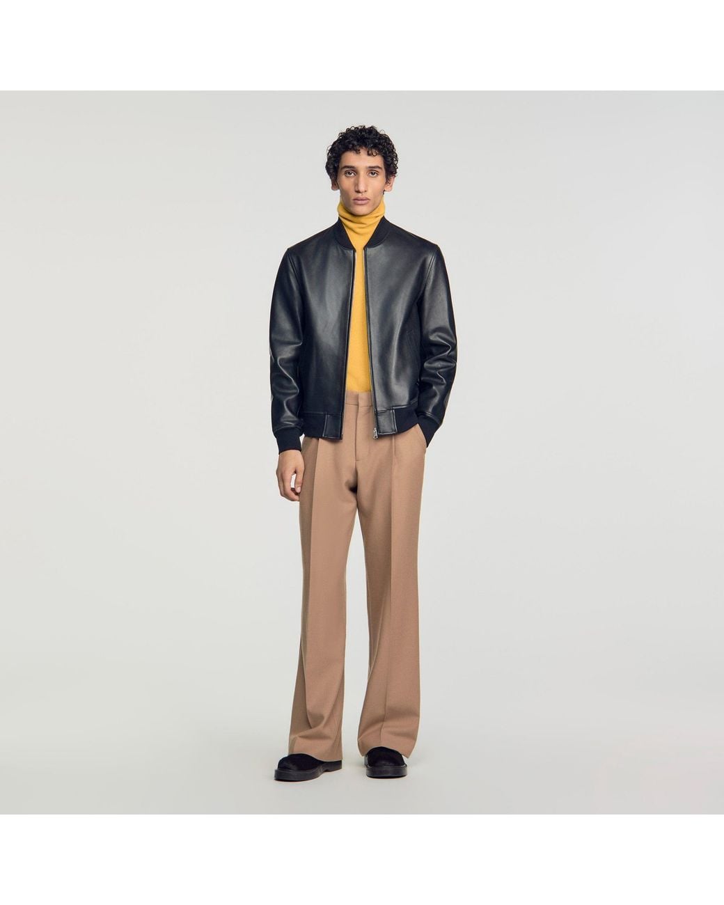 Sandro Blue Leather Jacket for men