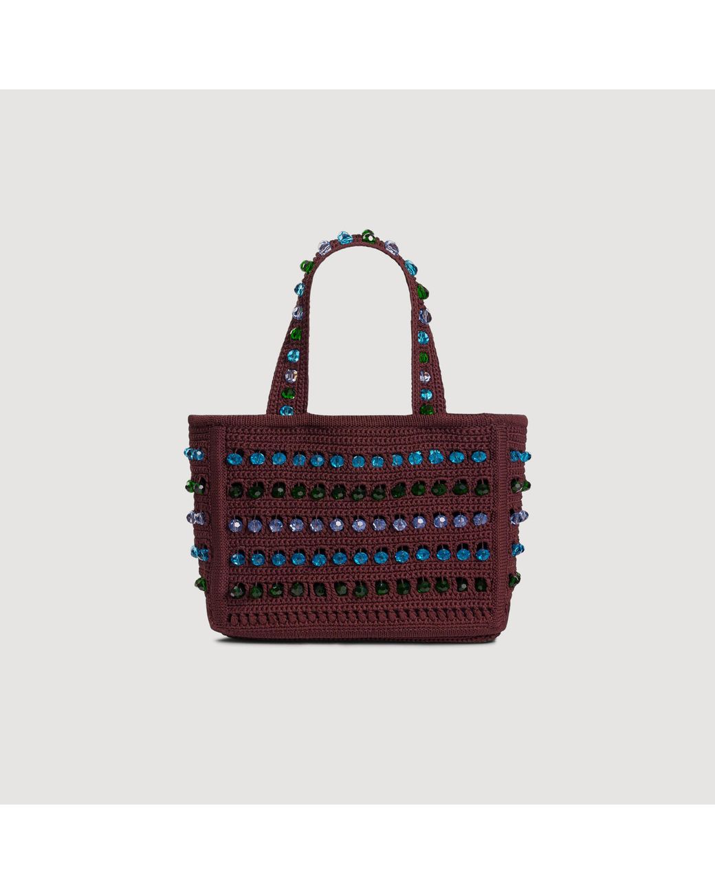 Sandro Red Beaded Crochet Bag