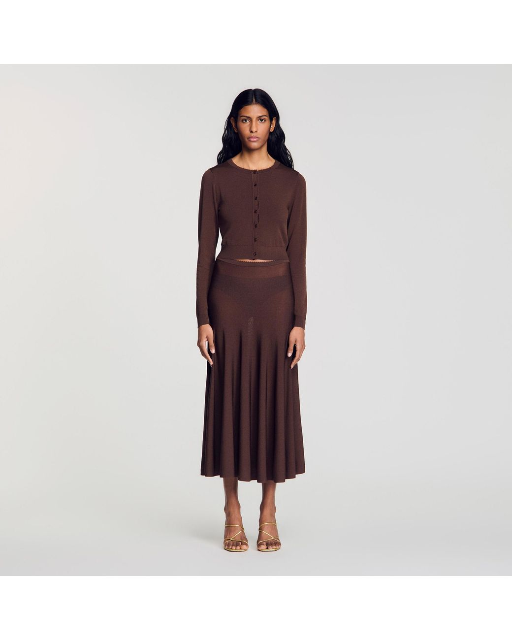 Sandro Red Fine Knit Cardigan