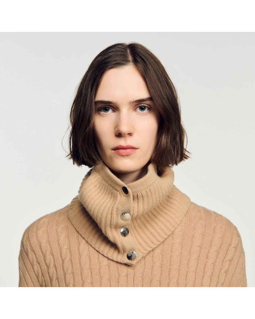 Sandro Natural Standing Collar With Buttons