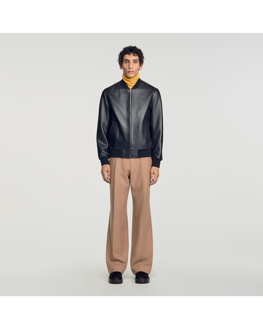 Sandro Blue Leather Jacket for men