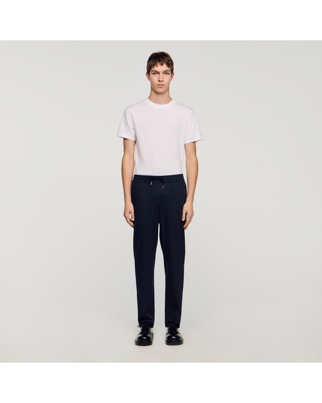 Sandro Blue Elasticated Straight-Leg Trousers for men