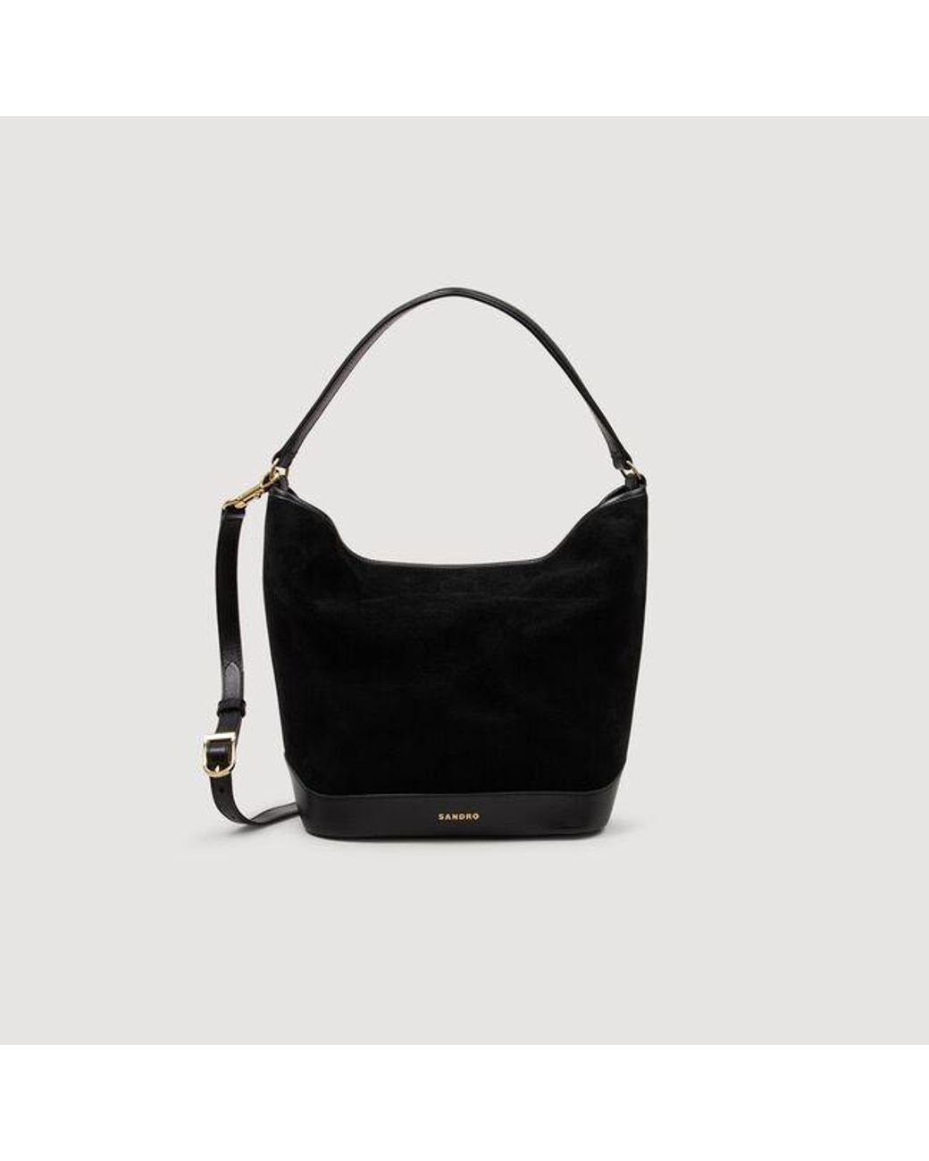 Sandro Black Soft Suede Shopping Bag