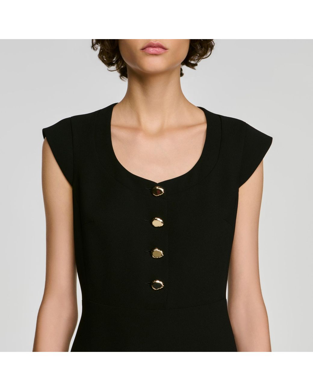 Sandro Black Short Button-Up Dress