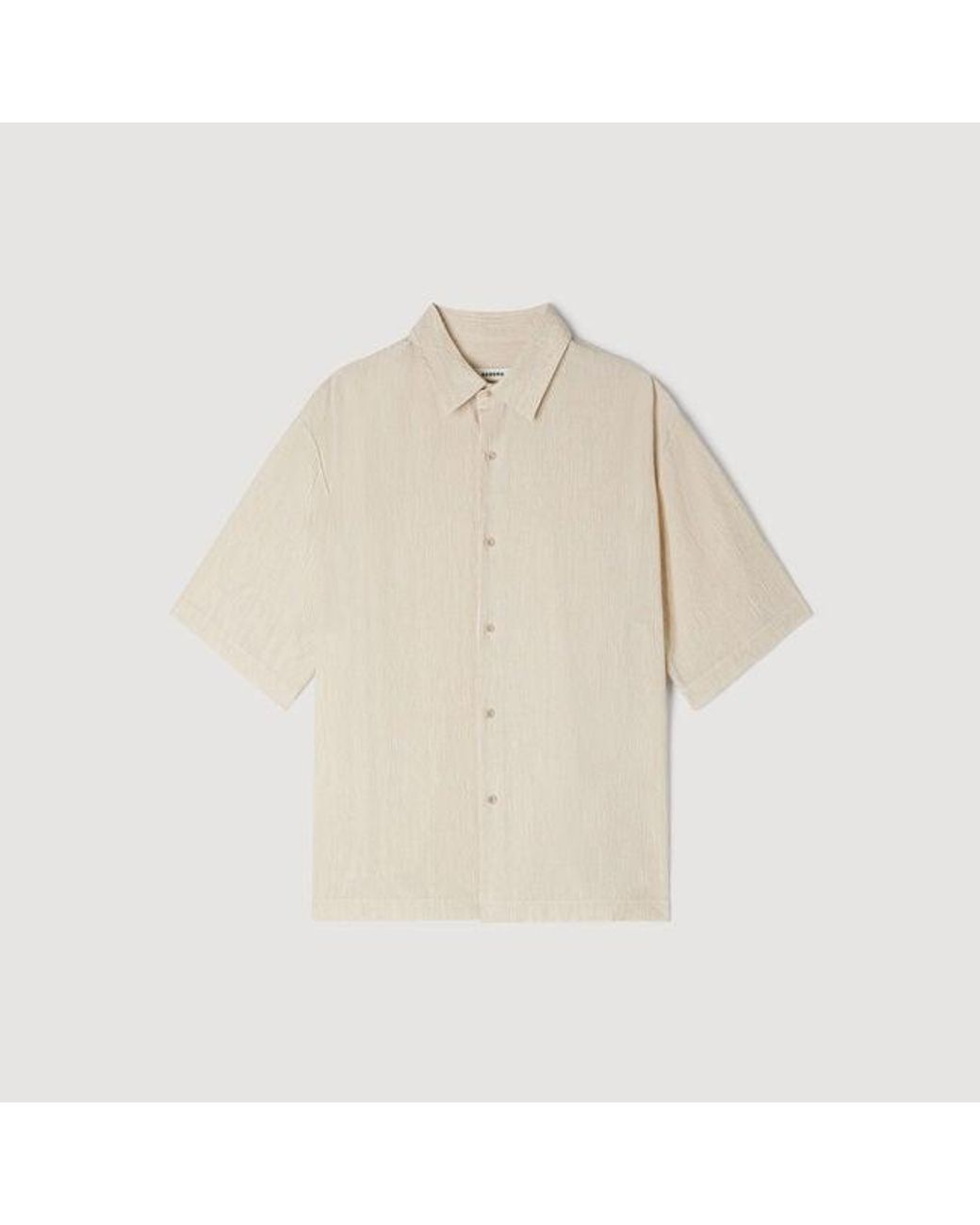 Sandro Natural Pleated Shirt With Shark Collar for men