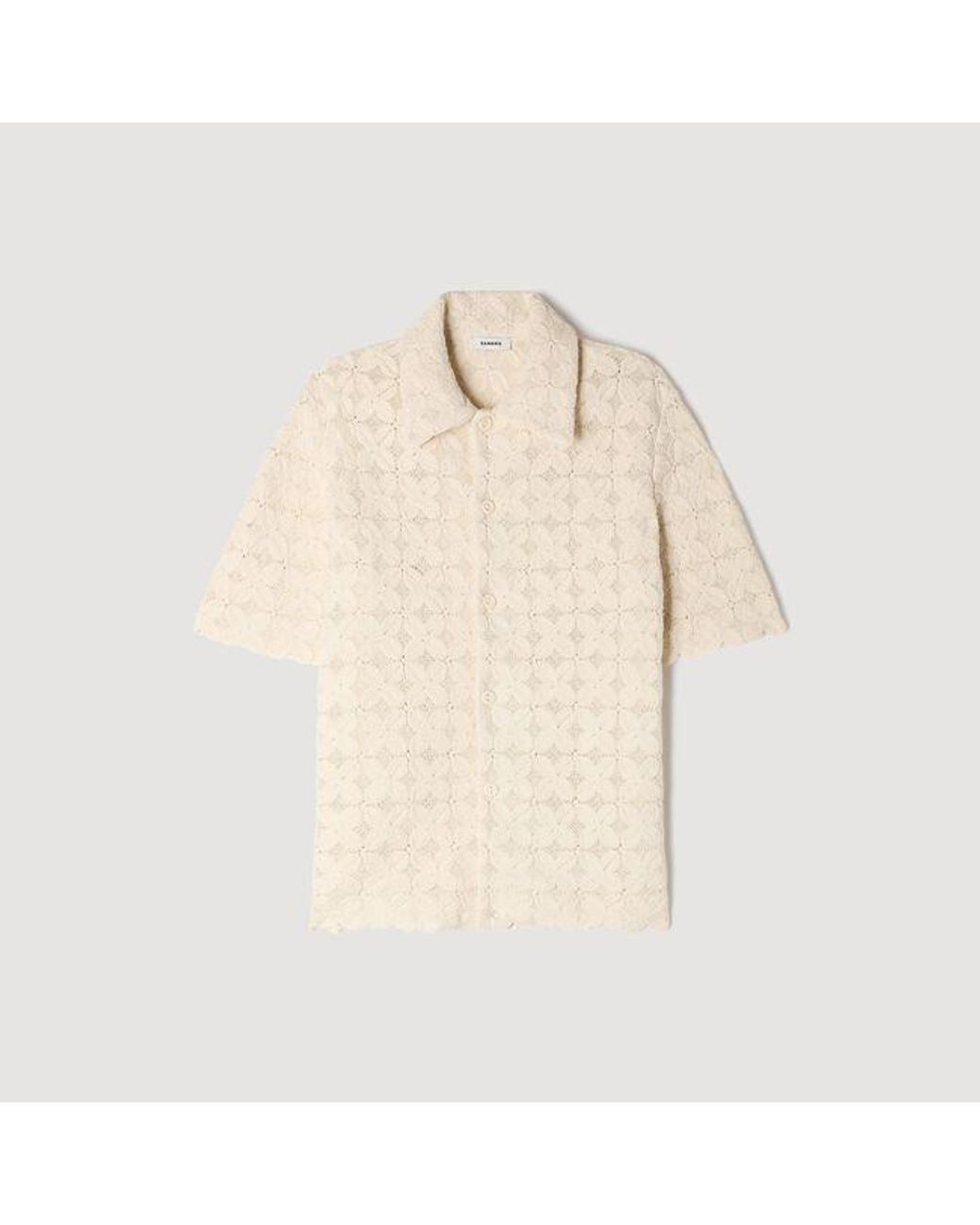Sandro Natural Cotton Broderie Anglaise Shirt for men