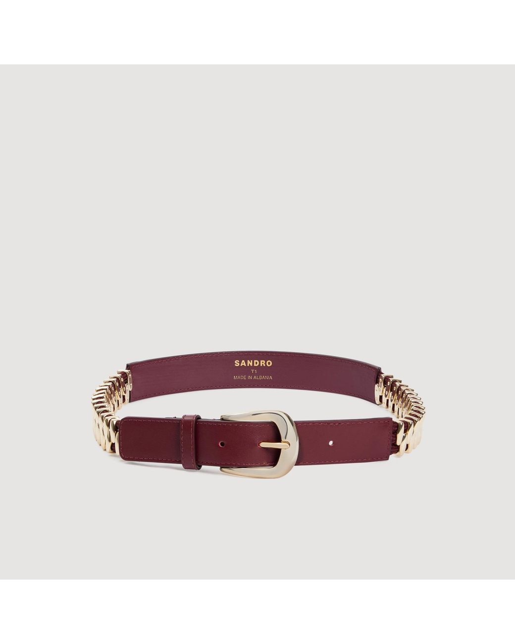 Sandro Red Leather And Metal Belt