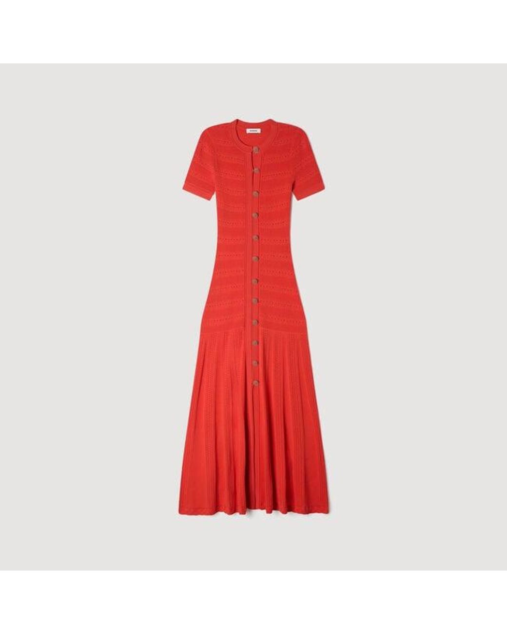 Sandro Red Knit Maxi Dress