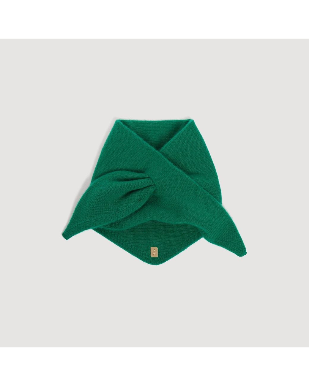 Sandro Green Tie-Up Wool And Cashmere Bandana