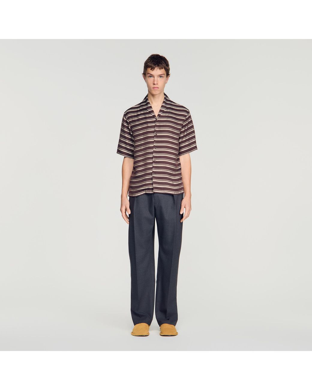 Sandro Blue Striped Boat Neck Shirt for men