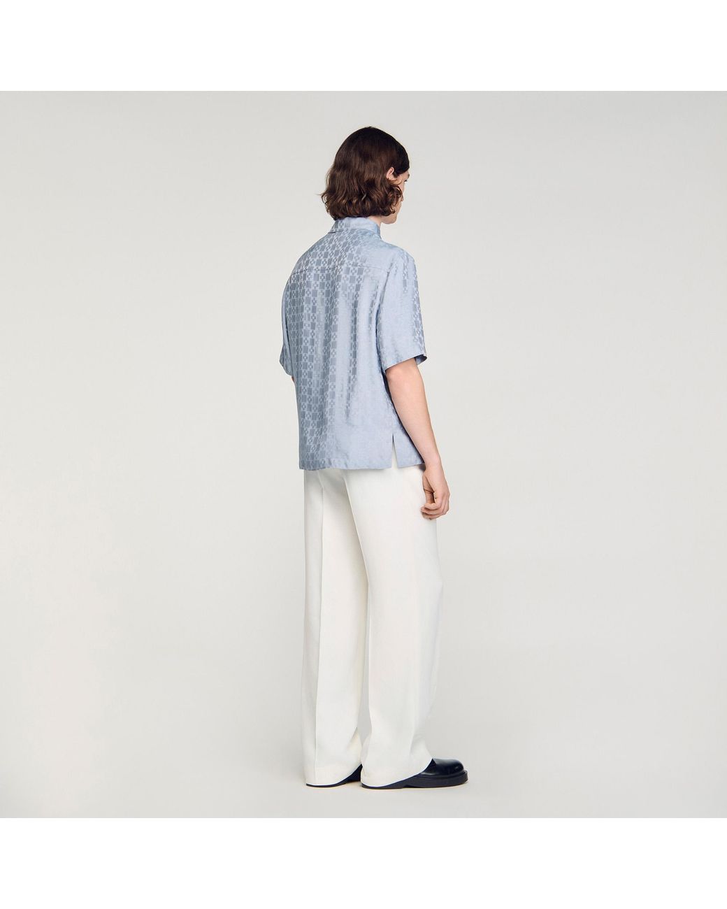 Sandro Blue Square Cross Loose-Fit Shirt for men