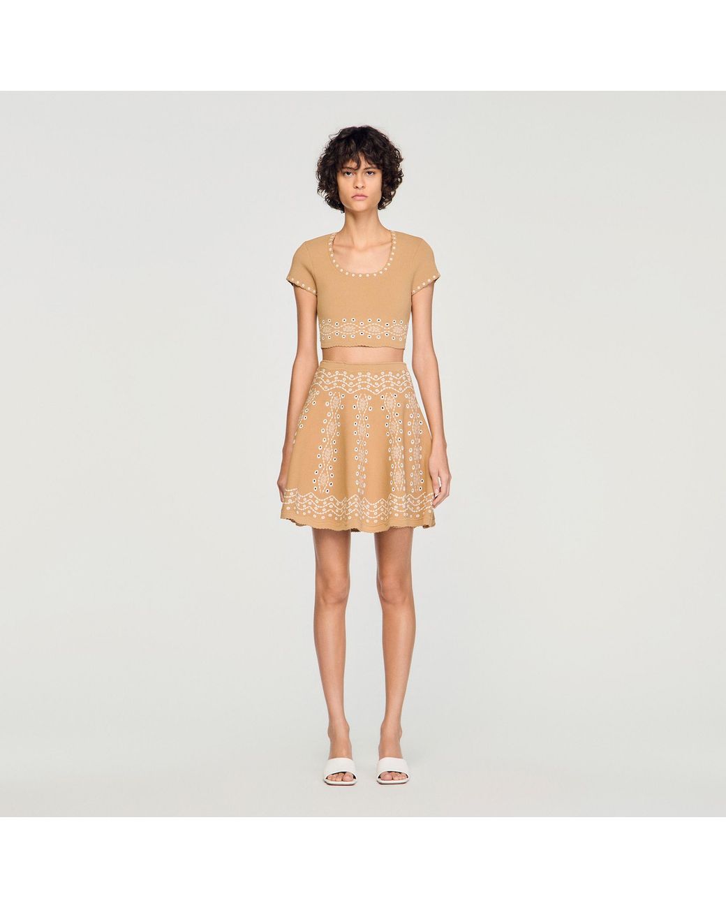 Sandro Natural Jumper With Contrast Embroidery
