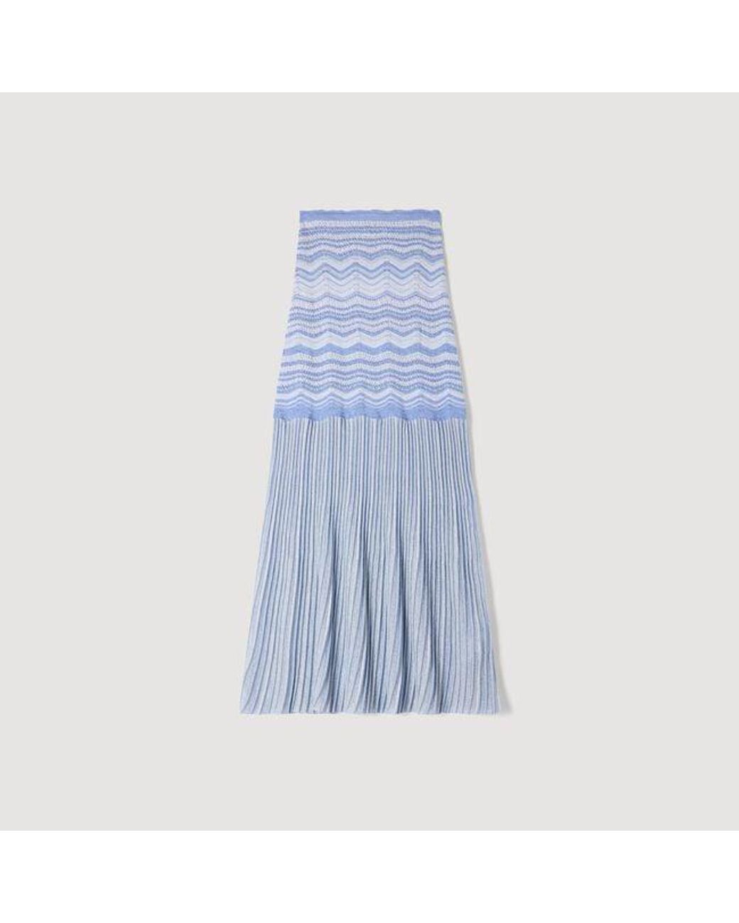Sandro Blue Long Fancy Knit Skirt