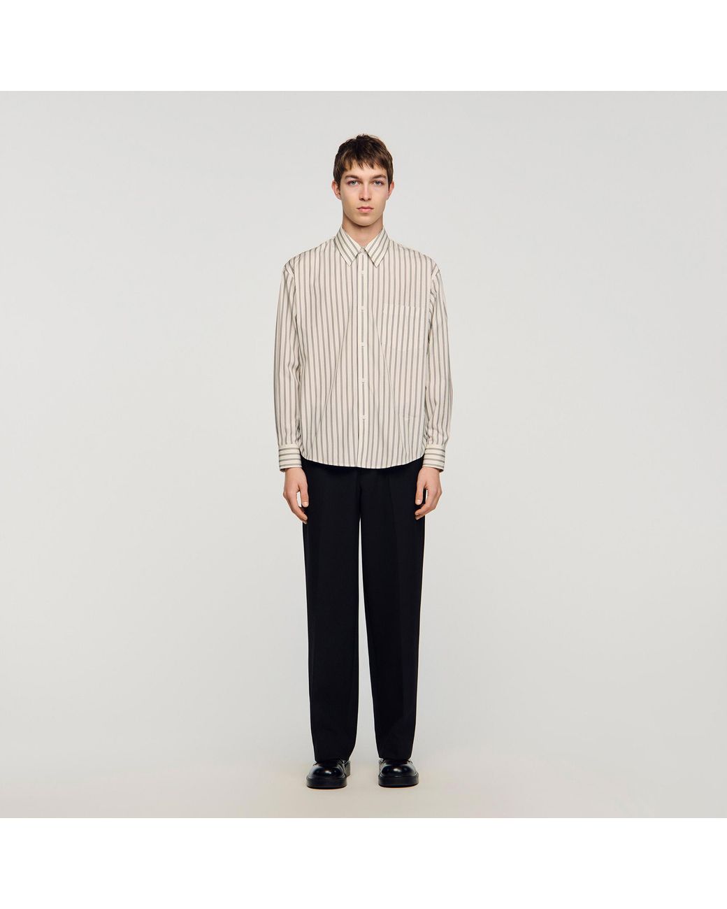 Sandro White Striped Cotton Shirt for men