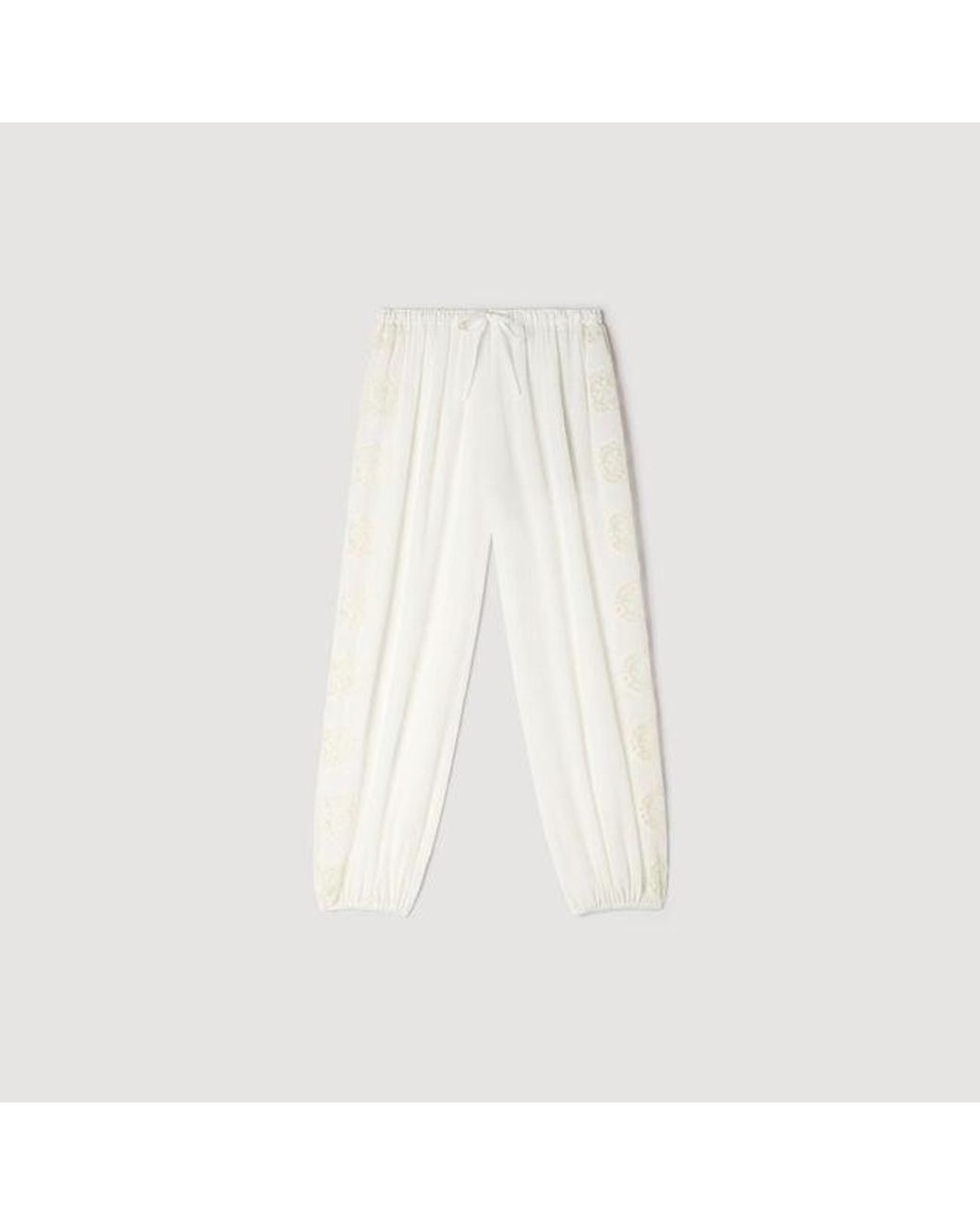 Sandro Blue Crinkled Wide-Leg Trousers