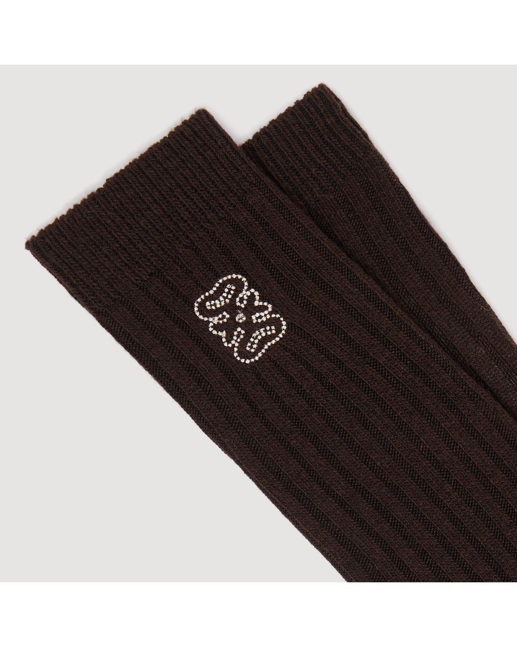 Sandro Black Ribbed Logo Socks
